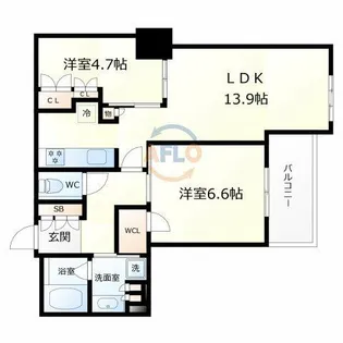 ブランズタワー大阪本町【36階】の間取り