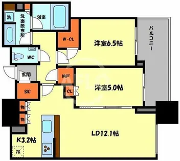 シティタワー大阪本町【32階】の間取り