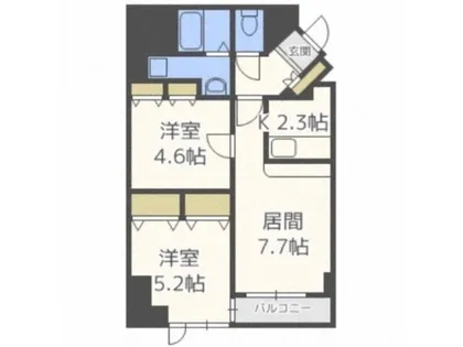 ペルドゥエープス美園【8階】の間取り