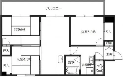 レスポール【1-A号室】の間取り