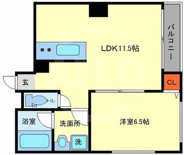メビウス京町堀レジデンス【3階】の間取り