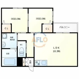 フォルモント住之江【3階】の間取り
