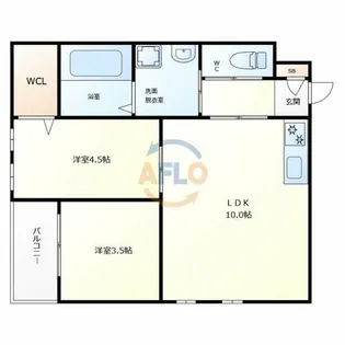 フォルモント住之江【3階】の間取り