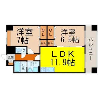 カスタリア志賀本通【13階】の間取り