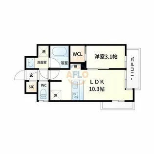 パークフラッツ弁天町駅前【15階】の間取り