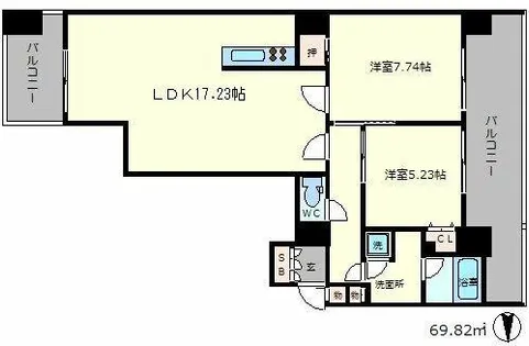 One Shinmachi【5階】の間取り