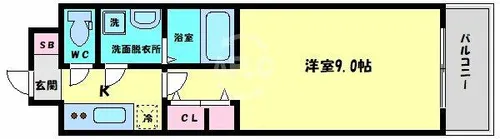 セイル淀屋橋【9階】の間取り