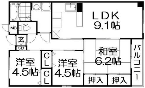 Garden Style光善寺【3階】の間取り