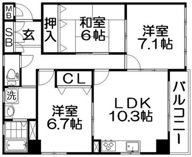 ラスタ香里園町【3階】の間取り