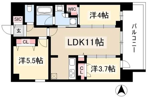 プレサンス レイズ 鶴舞公園【15階】の間取り