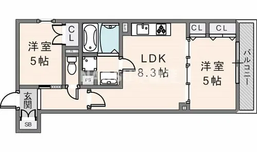 クリエオーレ東石切町【201号室】の間取り