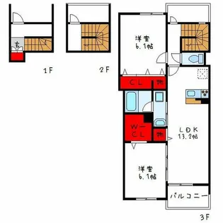 ドミソレイユⅢ【3階】の間取り