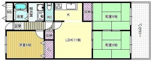 グランドハイツ杉田Ⅱ【3階】の間取り