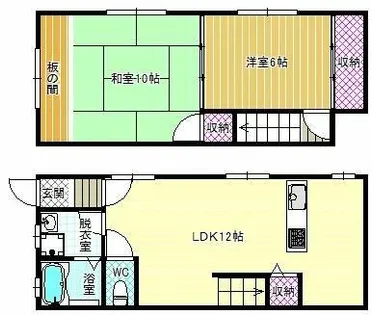 大阪府羽曳野市古市2丁目【テラスハウス】の間取り
