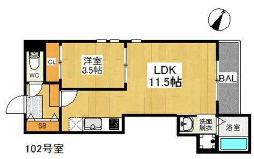 Grandtic SYM(シム) 博多【1階】の間取り