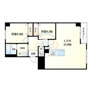 千島第二コーポ6号棟【2階】の間取り