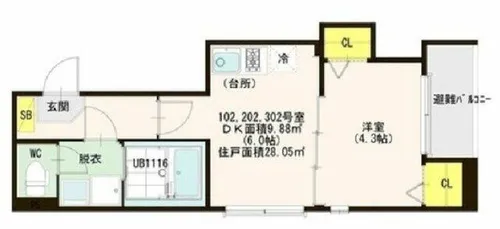 ハーモニーテラス新今里Ⅳ【3階】の間取り