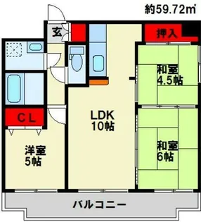 ラフィーネ戸畑【6階】の間取り