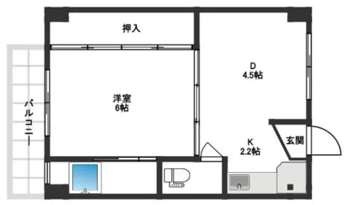 ビレッジハウス萩庄1号棟【411号室】の間取り