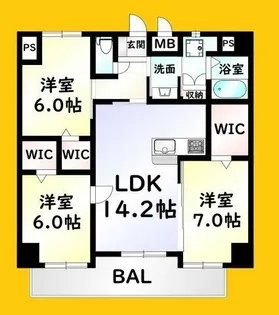 クレスト南小倉【8階】の間取り