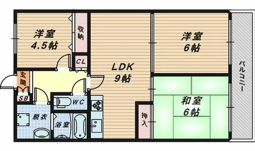 大阪府堺市西区鳳中町10丁【マンション】の間取り