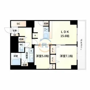 グランセジュール江坂【10階】の間取り