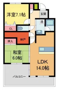 白鷹苦楽園マンション【503号室】の間取り