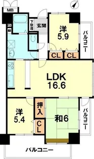 サンコート南草津【1107号室】の間取り