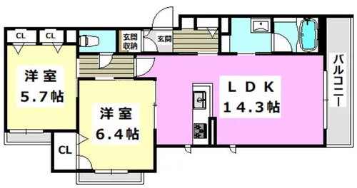 Trim Plus Ⅱ minamiibaraki【201号室】の間取り