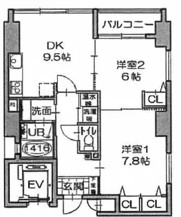 キルシェ北堀江【602号室】の間取り
