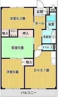 フローラ日の出【203号室】の間取り