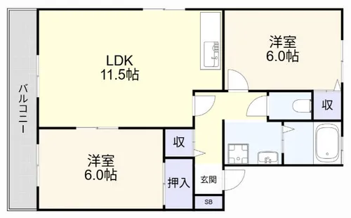 セジュール蜷田【201号室】の間取り