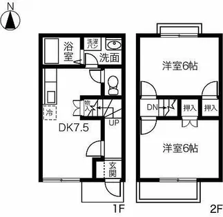 愛知県春日井市六軒屋町4丁目【テラスハウス】の間取り