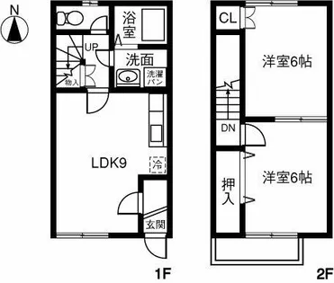 愛知県清須市土田郷下切【テラスハウス】の間取り