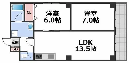 リベラルパレス桂【7階】の間取り