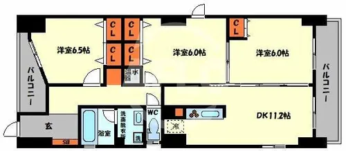 キルシェ北堀江【4階】の間取り
