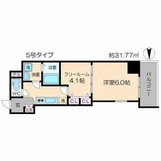 レジュールアッシュ梅田AXIA【8階】の間取り