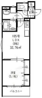 クリエオーレ岸辺【1階】の間取り