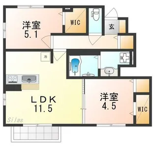 Agapanthus B棟【1階】の間取り