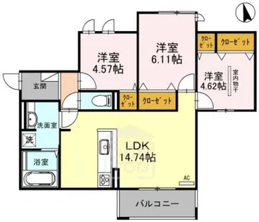 PALACE WEST千里丘【3階】の間取り