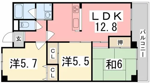 フローリッシュ Ⅰ【303号室】の間取り