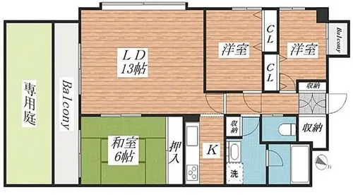 兵庫県明石市魚住町住吉1丁目【マンション】の間取り