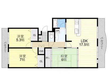 マウントビュー西田中【7階】の間取り