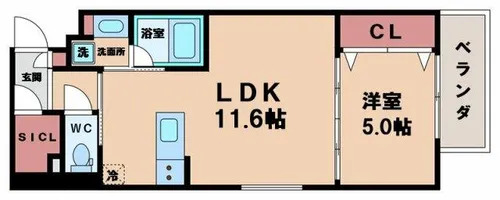 estageo北田辺【5階】の間取り