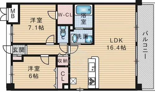 クレセントコート【3階】の間取り