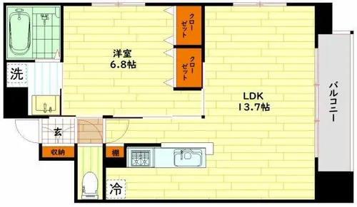 ベルフェリーク天満橋【13階】の間取り