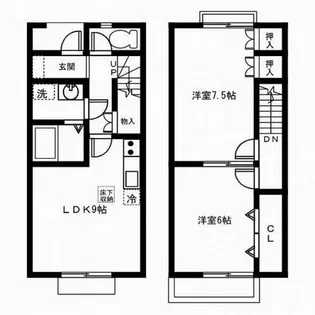愛知県名古屋市中川区大当郎2丁目【テラスハウス】の間取り