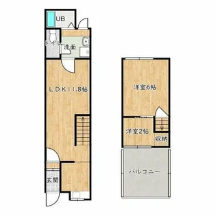 大阪府松原市東新町3丁目【テラスハウス】の間取り