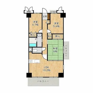 大阪府富田林市喜志町3丁目【マンション】の間取り