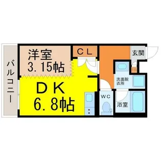1DKの間取り画像